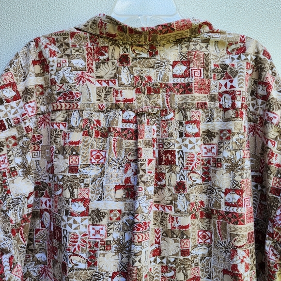 Columbia Shirt Mens Size 4X Short Sleeve Button Fish Palm Trees Red Hawaiian - Picture 15 of 16